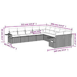 Avis vidaXL Salon de jardin avec coussins 10 pcs gris résine tressée