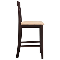 Avis Helloshop26 Lot de deux tabourets de bar design chaise siège bois marron et beige 1202076