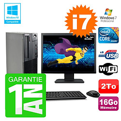 PC Lenovo M91p SFF Intel I7-2600 16Go Disque 2To Graveur Wifi W7 Ecran 22" · Occasion 