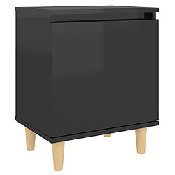 vidaXL Table de chevet avec pieds en bois Noir brillant 40x30x50 cm