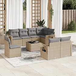 Maison Chic Salon de jardin avec coussins 9 pcs, Ensemble Tables et chaises de jardin, beige résine tressée -GKD484829