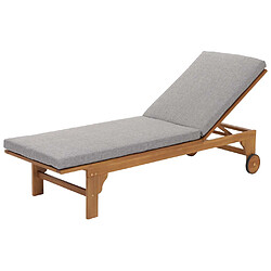 Acheter Mendler Bain de soleil HWC-N48, Bain de soleil de jardin Relax chaise longue, bois massif acacia certifié MVG ~ coussin gris