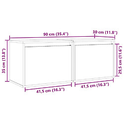 vidaXL Armoires murales 2 pcs Gris 45x30x35 cm Bois de pin massif pas cher