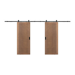 Vente-Unique Porte coulissante double avec système en applique en MDF et bois naturel foncé - 2 x H205 x L93 cm - SANDORA pas cher