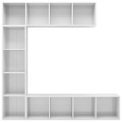 Avis vidaXL Jeu de bibliothèque/meuble TV 3 pcs Blanc brillant 180x30x180cm