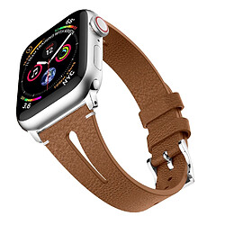 Wewoo Bracelet en cuir forme de goutte d'eau pour montre-bracelet Apple Watch séries 43 et 2 et 1 et 42 mm Marron 