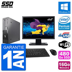 PC Fujitsu E500 E85+ DT Ecran 22" Intel G630 RAM 16Go SSD 480Go Windows 10 Wifi · Occasion 