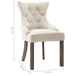 vidaXL Chaises à manger lot de 6 beige tissu pas cher