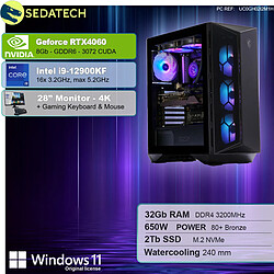 Sedatech Pack PC Gamer • Intel i9-12900KF • RTX4060 • 32Go RAM • 2To SSD M.2 • Windows 11 • Moniteur 28"