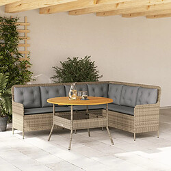 vidaXL Salon de jardin avec coussins 2 pcs beige résine tressée