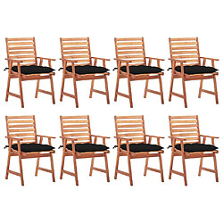 Maison Chic Lot de 8 Chaises à dîner de jardin avec coussins,Fauteuil/Chaises à manger d'extérieur Acacia massif -MN63648