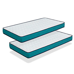 Dormalit pack 2 matelas 90x200 CONFORT PRO Épaisseur 14 CM Ergonomique, Respirant, Mémoire. Idéal pour lit gigogne 