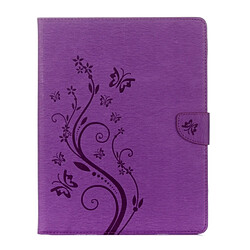 Wewoo Smart Cover Violet pour iPad 4 fleurs pressées motif papillon flip horizontal étui en cuir PU avec boucle magnétique et titulaire fentes cartes porte-monnaie