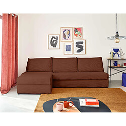 Lisa Design Palmira - canapé d'angle gauche - 4 places - convertible couchage quotidien - matelas 14 cm - en velours côtelé Palmira - canapé d'angle gauche - 4 places - convertible couchage quotidien - matelas 14 cm - en velours côtelé - Marron