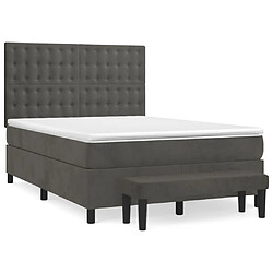 vidaXL Sommier à lattes de lit et matelas Gris foncé 140x190cm Velours