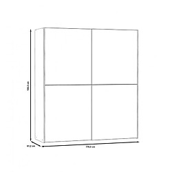 Avis Meubletmoi Armoire 2 portes coulissantes 5 tablettes béton gris miroir - JEIK