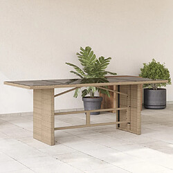 vidaXL Table de jardin dessus en verre beige 190x80x74 cm