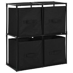 vidaXL Armoire de rangement avec 4 paniers tissu Noir 63x30x71cm Acier