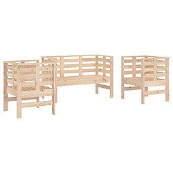 vidaXL Salon de jardin 3 pcs bois massif de pin