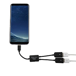 Wewoo Pour Macbook, PC, Ordinateur Portable, Tablette, Smartphone Portable USB-C / Type-C Mâle à Deux Ports USB Adaptateur HUB Femelle 