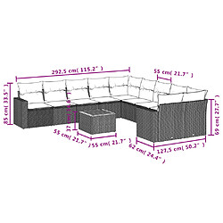 Acheter vidaXL Salon de jardin 11 pcs avec coussins noir résine tressée