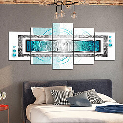 Decoshop26 Tableau toile de décoration murale impression premium en 5 parties sur châssis en bois motif Blizzard turquoise 225x100 cm 11_0012821