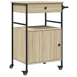 Maison Chic Desserte de cuisine | Chariot de cuisine | Meuble de rangement roulant chêne sonoma 56x43x89,5 cm bois d'ingénierie -GKD34100