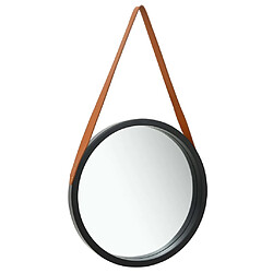 vidaXL Miroir mural avec sangle 50 cm Noir