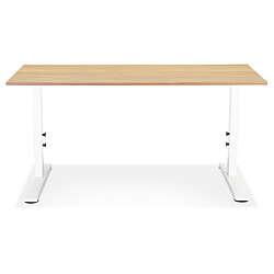 Avis Alterego Bureau réglable en hauteur 'OSMOSE' en bois finition naturelle et métal blanc - 140x70 cm