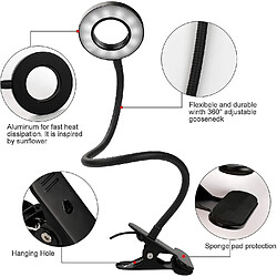 Avis Universal Lampe 12W LED USB Lampe de montage Lampe de table de chambre de lecture Clip noir Protection des yeux Lampe à livre(Le noir)