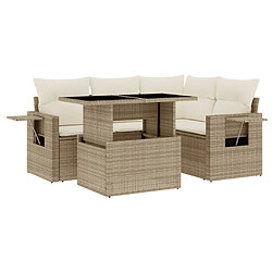 vidaXL Salon de jardin avec coussins 5 pcs beige résine tressée