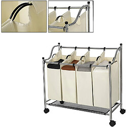 Avis Helloshop26 Chariot à linge XXL beige avec 4 sacs amovibles 12_0000417