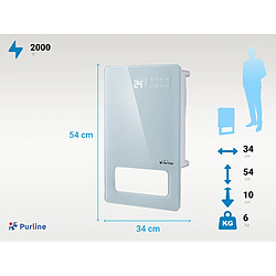 Pur Line Sèche-serviettes électrique verre trempé display LED 2000W pas cher