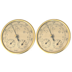 2Pcs Vintage Station Météo Baromètre Thermomètre Hygromètre Baromètre