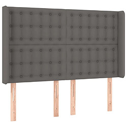 Avis Maison Chic Tête de lit scandinave à LED,meuble de chambre Gris 147x16x118/128 cm Similicuir -MN59661