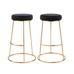 Rendez Vous Deco Tabouret de bar Kendal en velours noir 73 cm (lot de 2) 