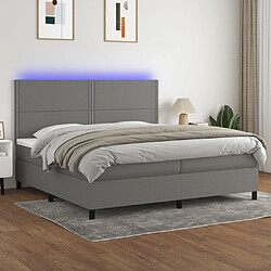 vidaXL Sommier à lattes de lit et matelas et LED Gris foncé 200x200 cm