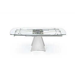 Acheter Inside 75 Table de repas extensible WATCH plateau verre transparent piétement métal chromé