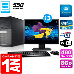 PC Tour DELL 9020 Core I3-4130 Ram 8Go Disque 480 Go SSD Wifi W7 Ecran 19" - Occasion