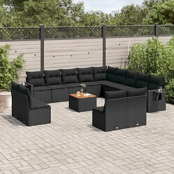 Maison Chic Salon de jardin avec coussins 14 pcs, Ensemble Tables et chaises de jardin, noir résine tressée -GKD178492