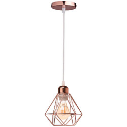 Stoex Plafonnier Rétro Or Rose Suspension Luminaire Vintage D'Intérieur Suspension Lustre E27 Cage en Métal