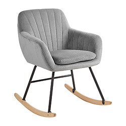 Beliani Fauteuil à bascule Velours Gris LIARUM 