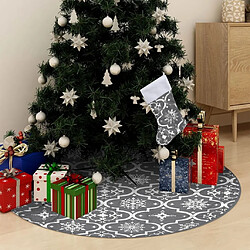 vidaXL Jupe de sapin de Noël de luxe avec chaussette Gris 90 cm Tissu