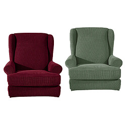 2 Ensemble Canapé Housse De Canapé Extensible Protecteur Pour Chambre Salon Bureau Bordeaux + Vert housse de chaise à oreilles