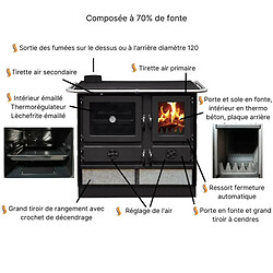 Interstoves Cuisinière à bois MAGNUM MBS en fonte | Sortie côté gauche - Bordeaux 