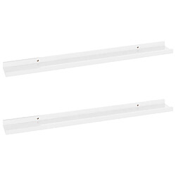 vidaXL Étagères murales 2 pcs Blanc brillant 80x9x3 cm