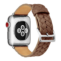 Avizar Bracelet Apple Watch 38 et 40 mm aspect Cuir tressé - Marron