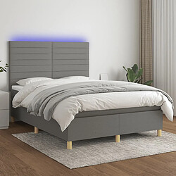 vidaXL Sommier à lattes de lit et matelas et LED Gris foncé 140x190 cm 