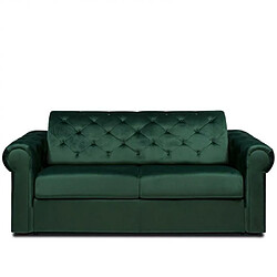 Inside 75 Canapé 3 places CHESTERFIELD Convertible Express 140 cm sommier lattes matelas 18 velours vert