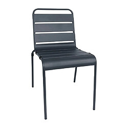 Chaise à Lattes en Acier Grise - Lot de 4 - Bolero